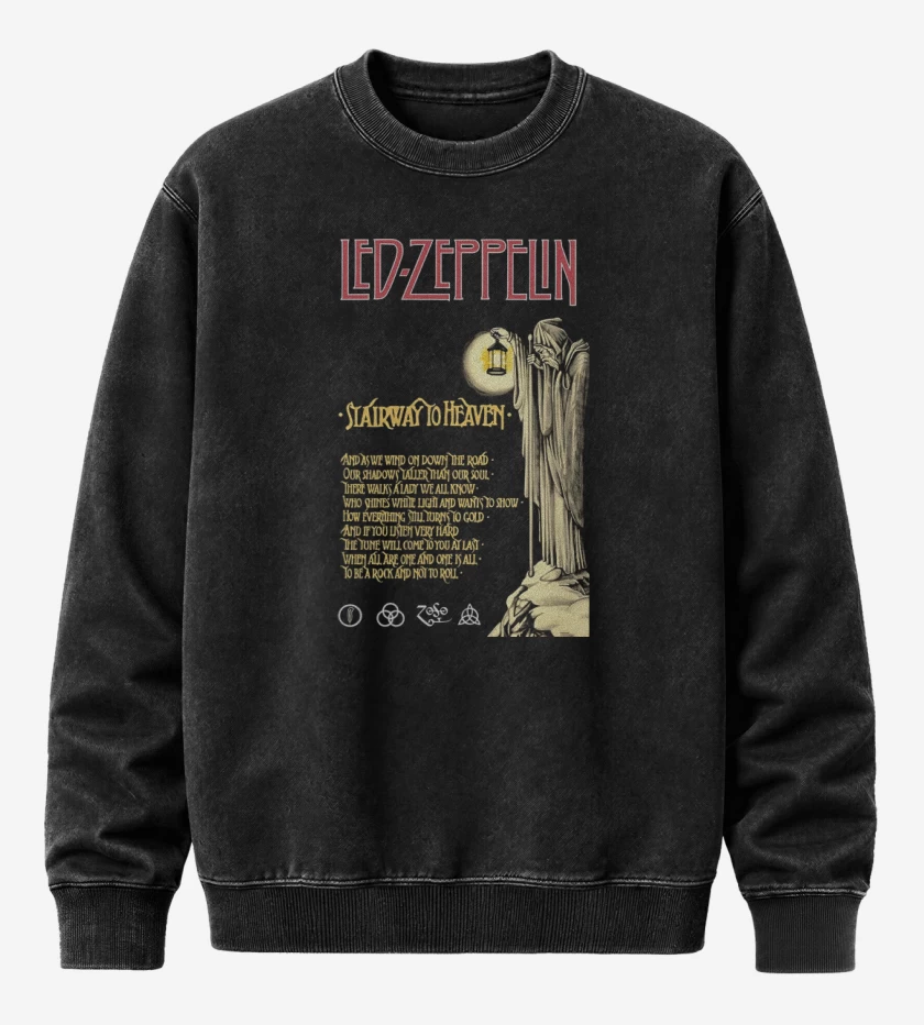 Poleron Polo Acid Wash Negro de Stairway to Heaven