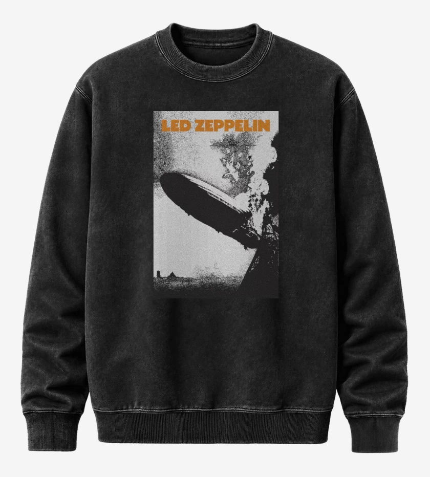 Poleron Polo Acid Wash Negro de Led Zeppelin I
