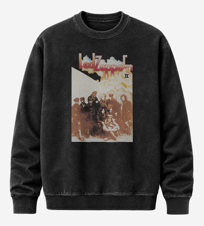 Poleron Polo Acid Wash Negro de Led Zeppelin II