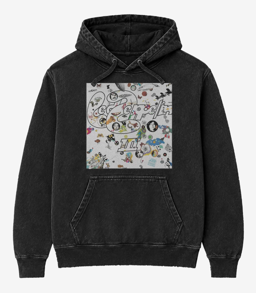 Poleron Canguro Acid Wash Negro de Led Zeppelin III