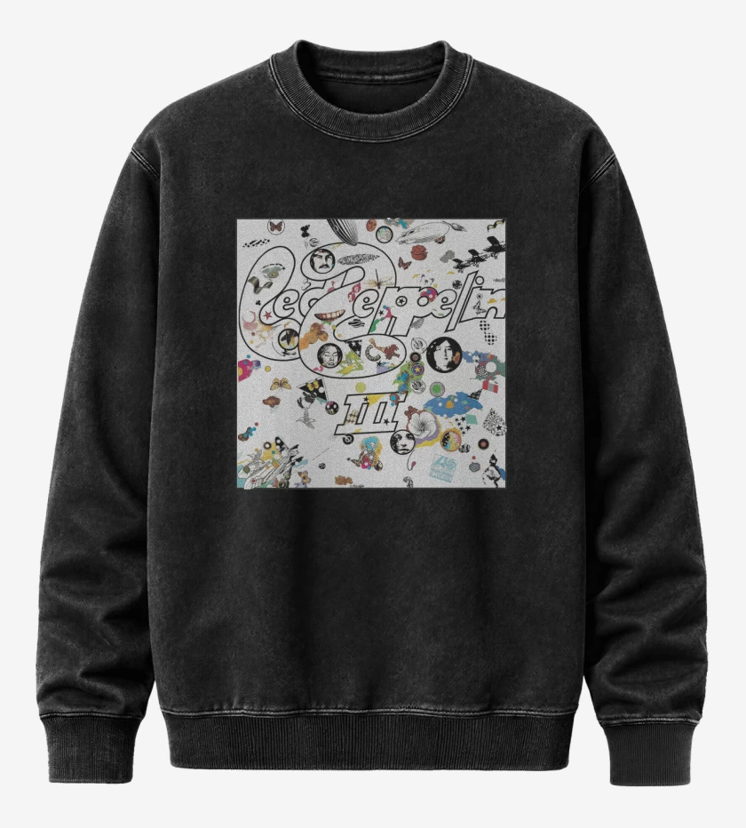 Poleron Polo Acid Wash Negro de Led Zeppelin III