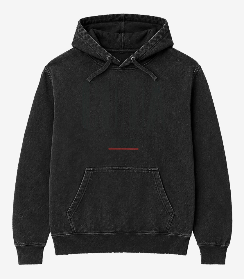 Poleron Canguro Acid Wash Negro de CODA