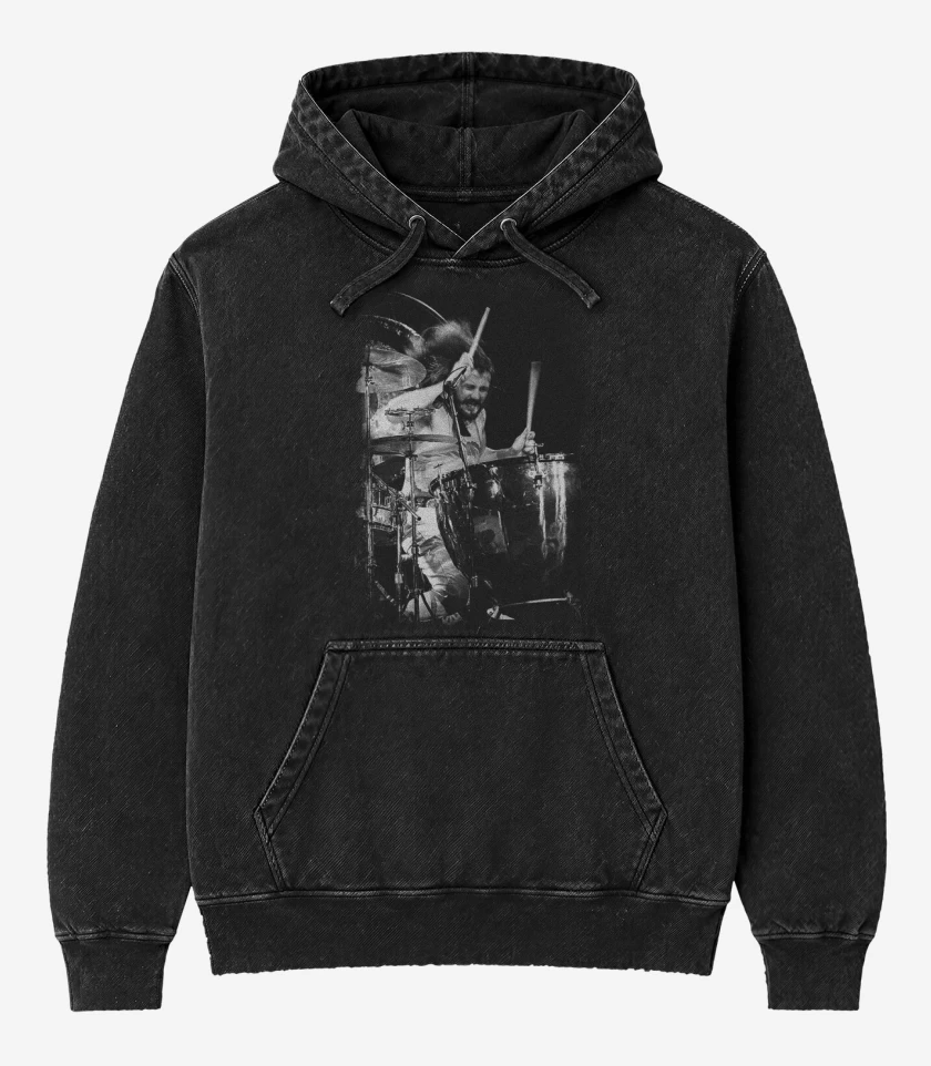 Poleron Canguro Acid Wash Negro de John Bonham