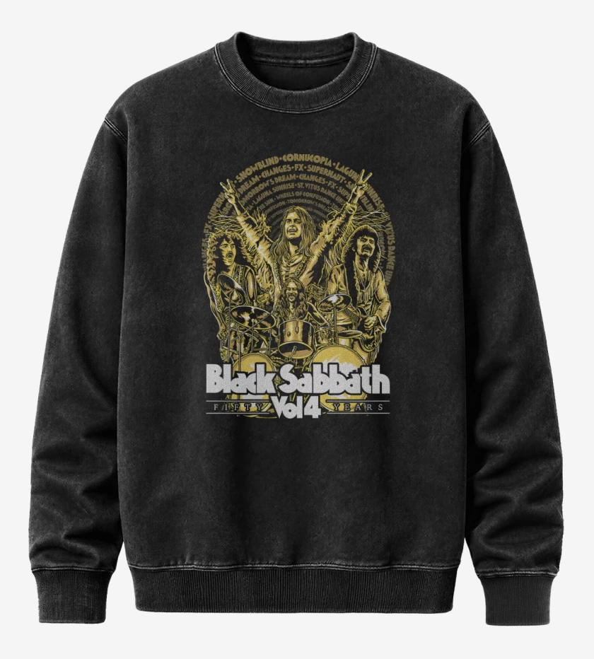 Poleron Polo Acid Wash Negro de Black Sabbath Vol4