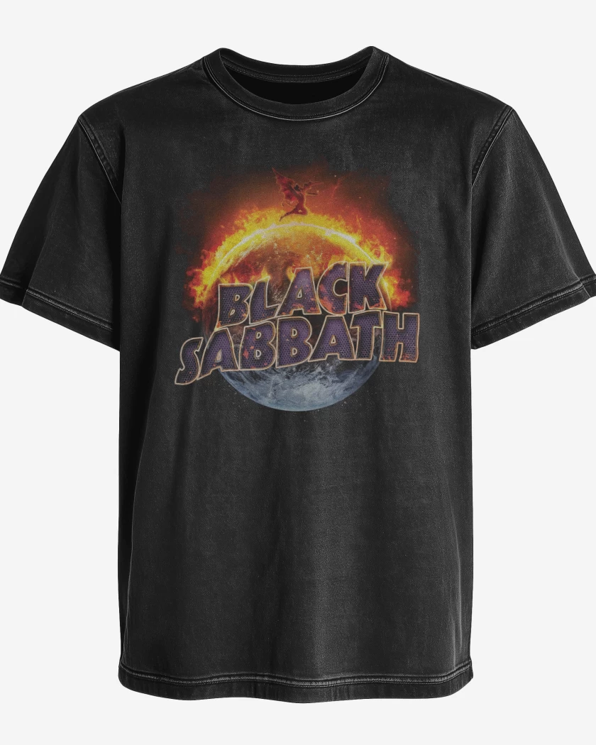 Polera desgastada Negro de Black Sabbath 