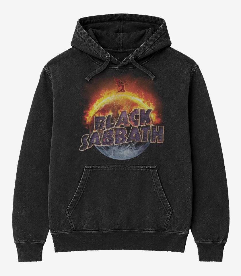 Poleron Canguro Acid Wash Negro de Black Sabbath 