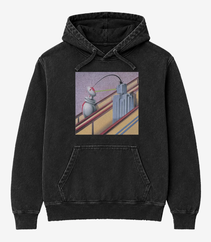 Poleron Canguro Acid Wash Negro de Technical Ecstasy