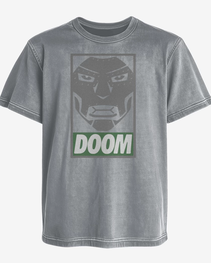 Polera desgastada Gris Melange de Doom 2