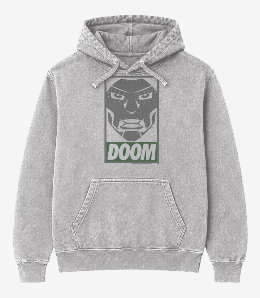 Poleron Canguro Acid Wash Gris Melange de Doom 2