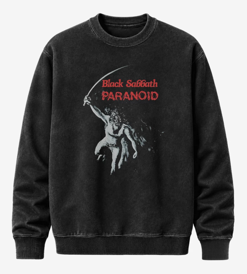 Poleron Polo Acid Wash Negro de Black Sabbath Paranoid