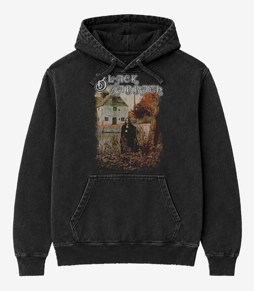 Poleron Canguro Acid Wash Negro de Black Sabbath ST
