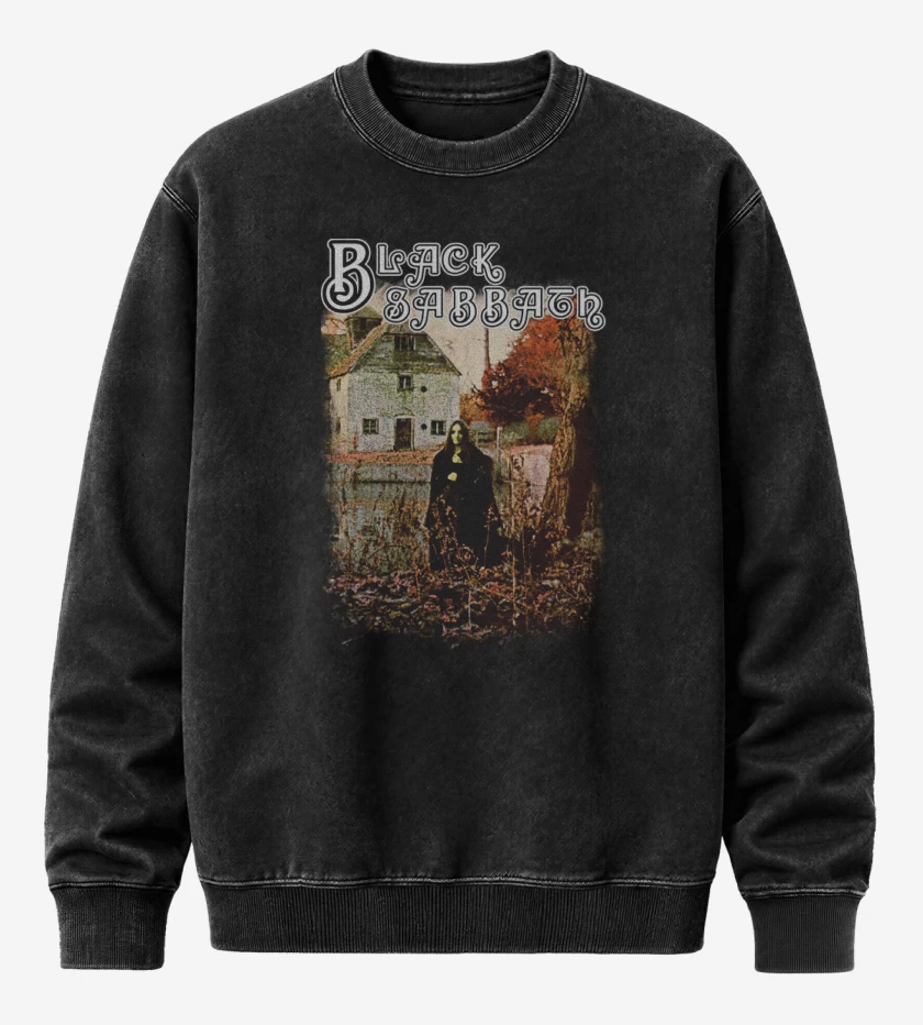 Poleron Polo Acid Wash Negro de Black Sabbath ST
