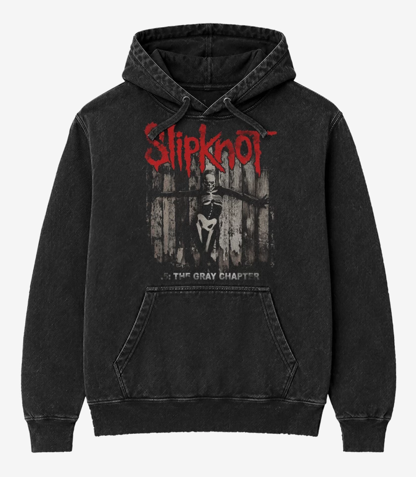 Poleron Canguro Acid Wash Negro de Slipknot The Gray Chapter