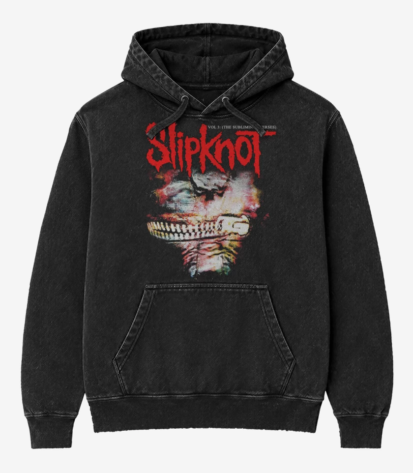 Poleron Canguro Acid Wash Negro de Slipknot The Subliminal Verses