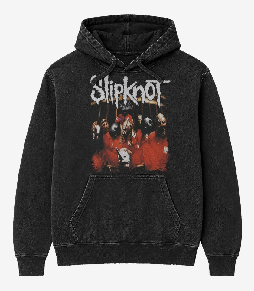 Poleron Canguro Acid Wash Negro de Slipknot ST