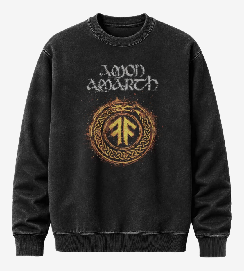Poleron Polo Acid Wash Negro de Amon Amarth