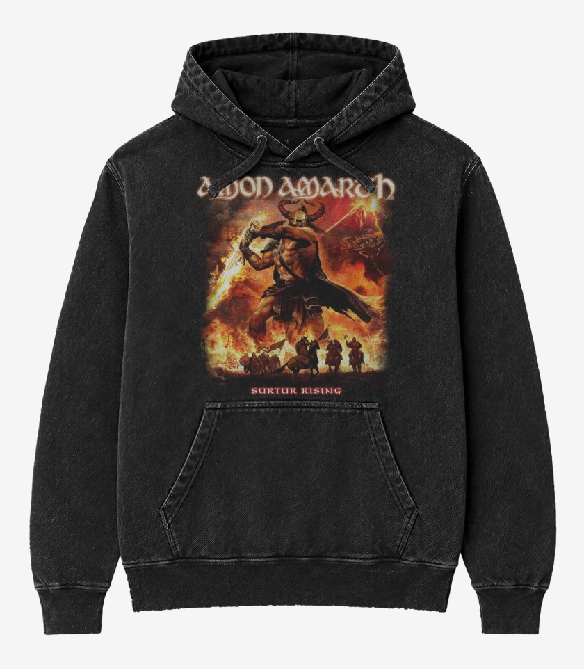 Poleron Canguro Acid Wash Negro de Surtur Rising