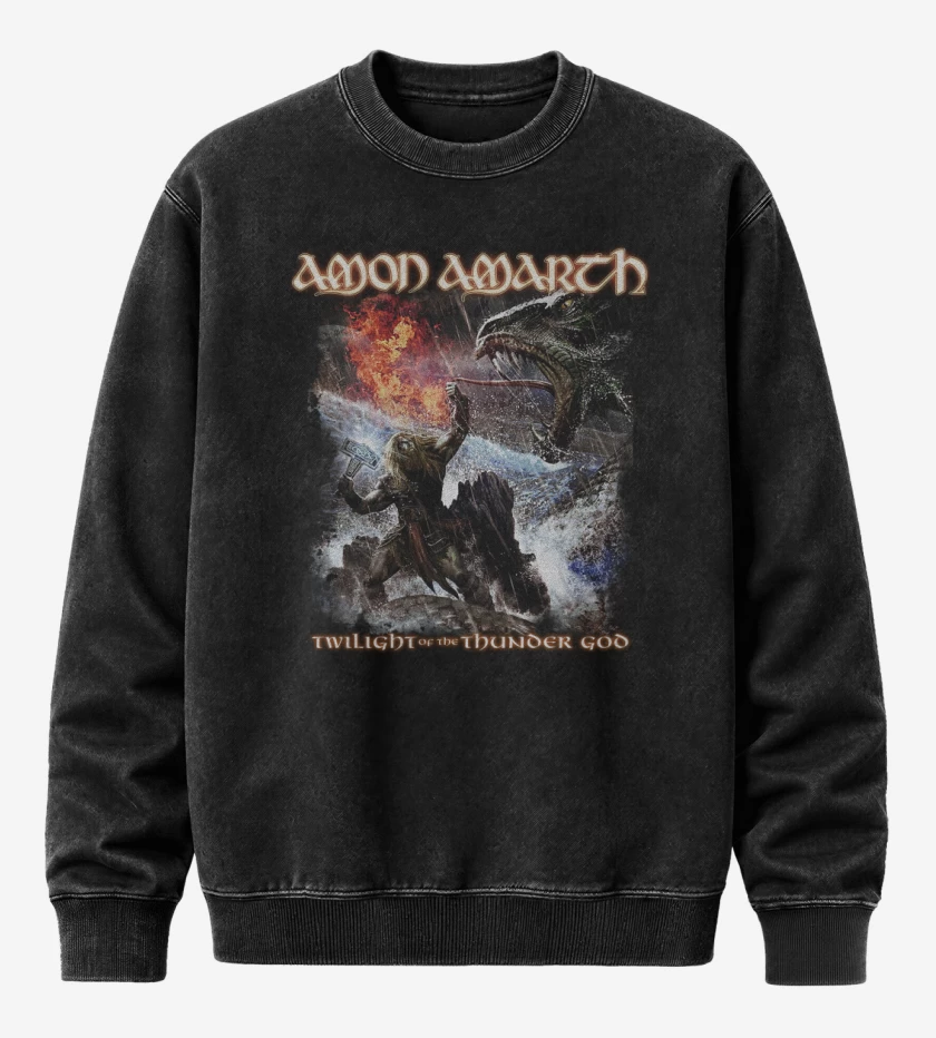 Poleron Polo Acid Wash Negro de Twilight of the Thunder God