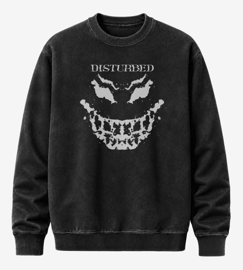 Poleron Polo Acid Wash Negro de Disturbed