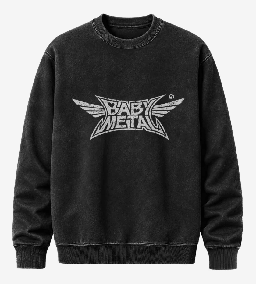 Poleron Polo Acid Wash Negro de Babymetal Logo