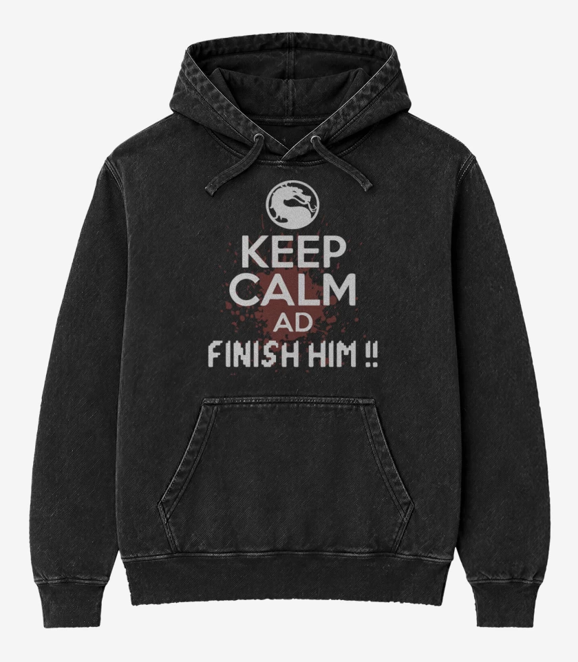 Poleron Canguro Acid Wash Negro de Finish him