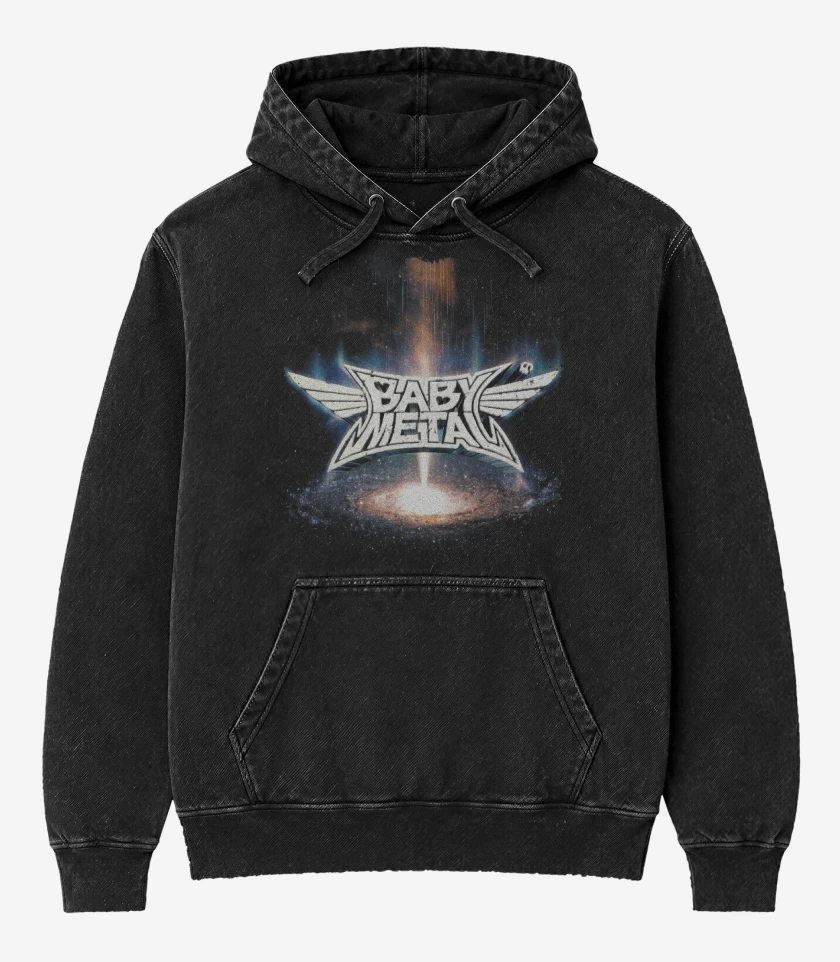 Poleron Canguro Acid Wash Negro de Babymetal Metal Galaxy