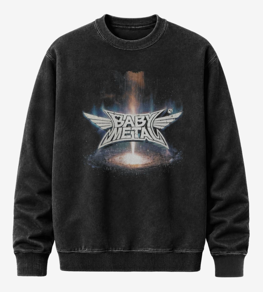 Poleron Polo Acid Wash Negro de Babymetal Metal Galaxy