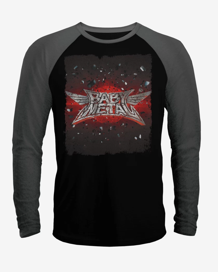 Polera Raglan Negro / Negro Heather de Babymetal 1 Blanco