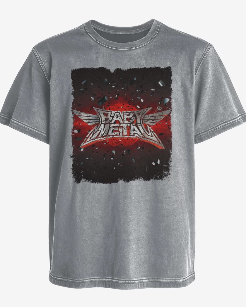 Polera desgastada Gris Melange de Babymetal 1 Blanco