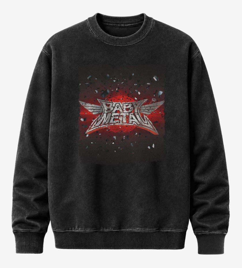 Poleron Polo Acid Wash Negro de Babymetal 1 Blanco
