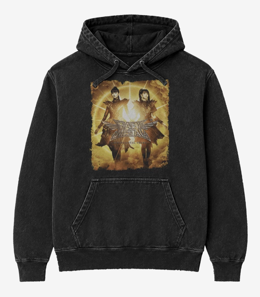 Poleron Canguro Acid Wash Negro de Babymetal Aniversario 10