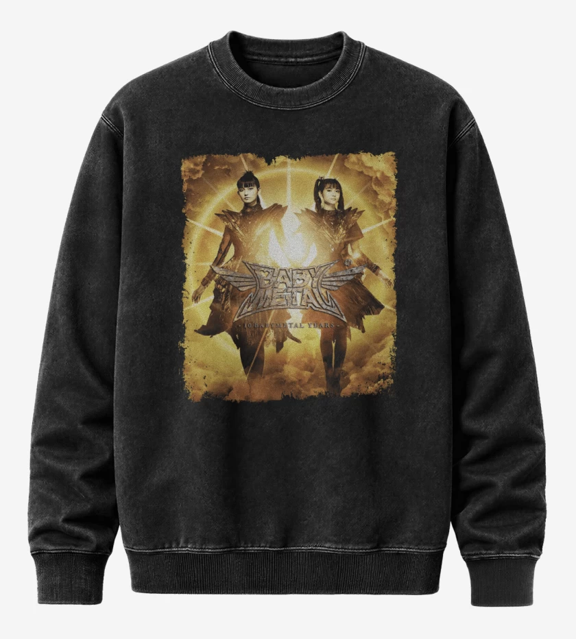 Poleron Polo Acid Wash Negro de Babymetal Aniversario 10