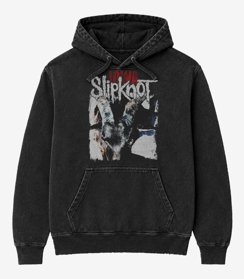 Poleron Canguro Acid Wash Negro de Slipknot IOWA N