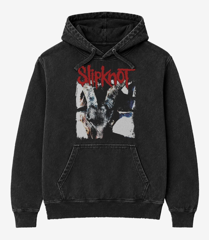 Poleron Canguro Acid Wash Negro de Slipknot IOWA B