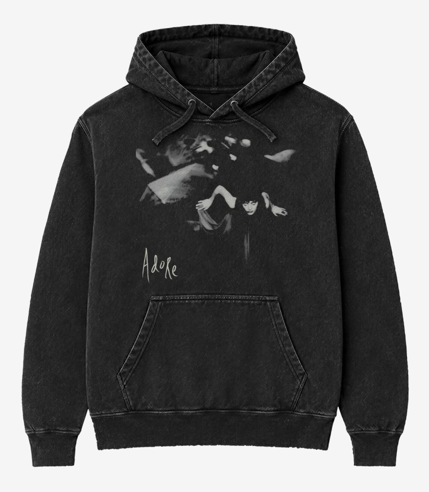 Poleron Canguro Acid Wash Negro de Adore