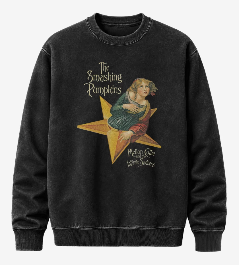 Poleron Polo Acid Wash Negro de Mellon Collie and the Infinite Sadness