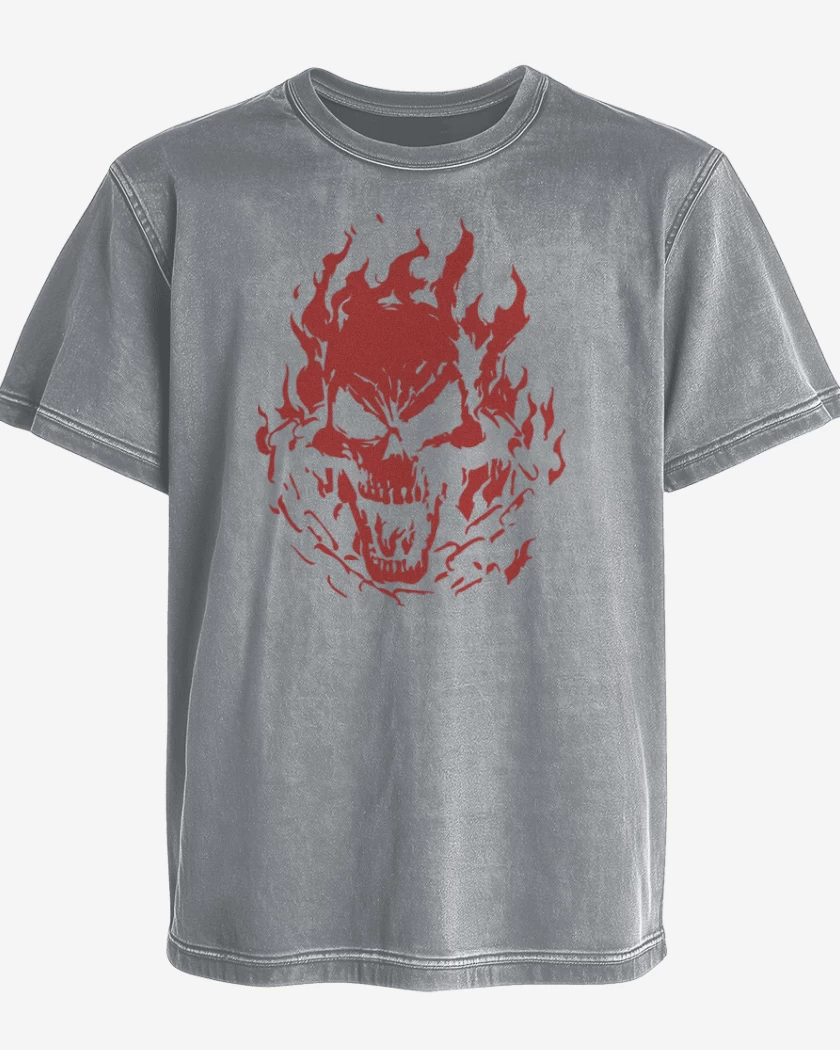 Polera desgastada Gris Melange de Ghost rider 2