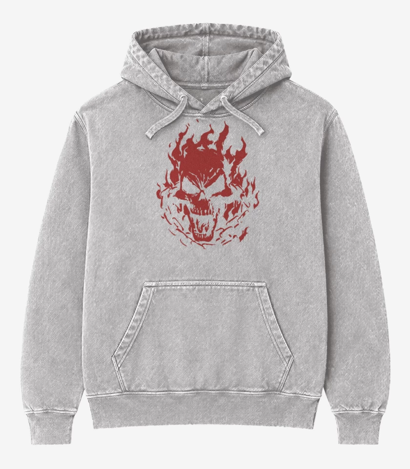 Poleron Canguro Acid Wash Gris Melange de Ghost rider 2
