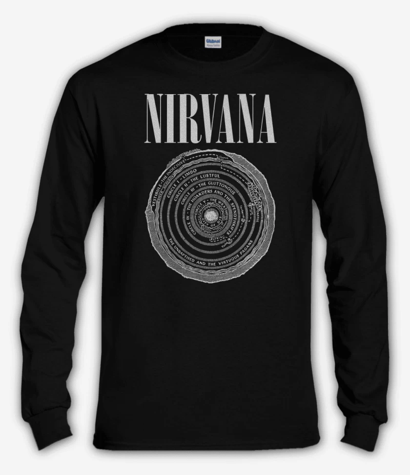 Polera manga larga Negro de Nirvana Circle 