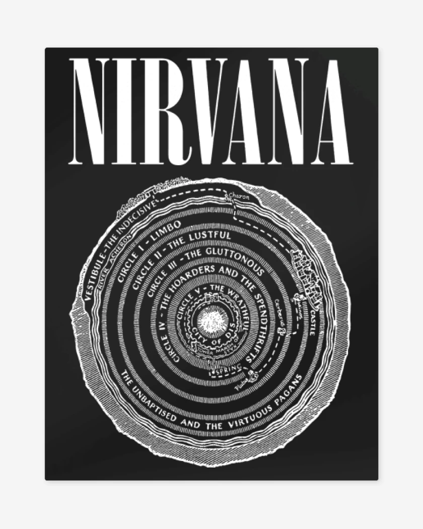 Print metalico Negro de Nirvana Circle 