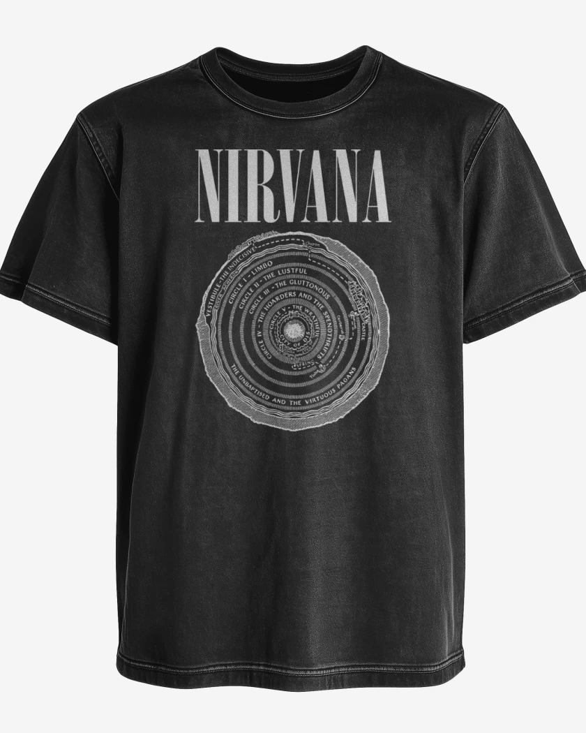 Polera desgastada Negro de Nirvana Circle 
