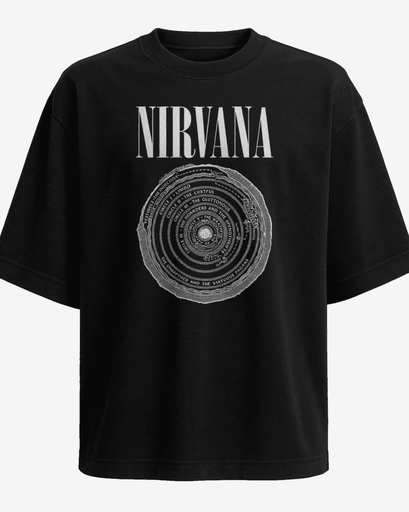 Polera Oversize Negro de Nirvana Circle 