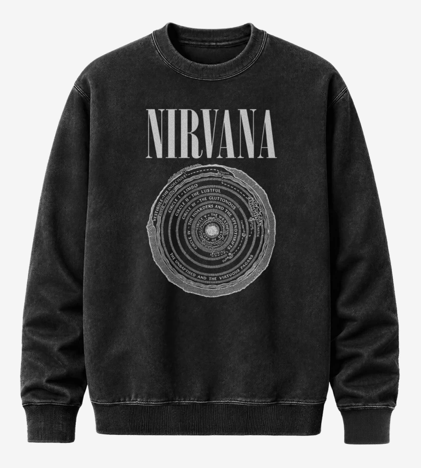 Poleron Polo Acid Wash Negro de Nirvana Circle 