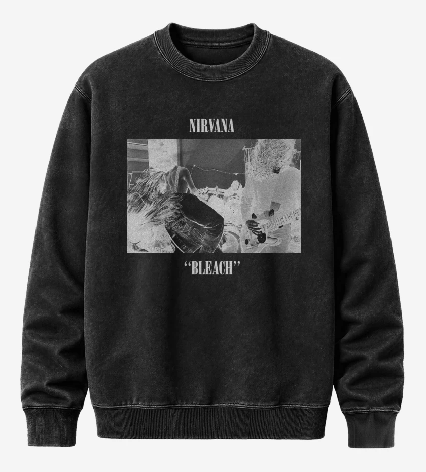 Poleron Polo Acid Wash Negro de Nirvana Bleach
