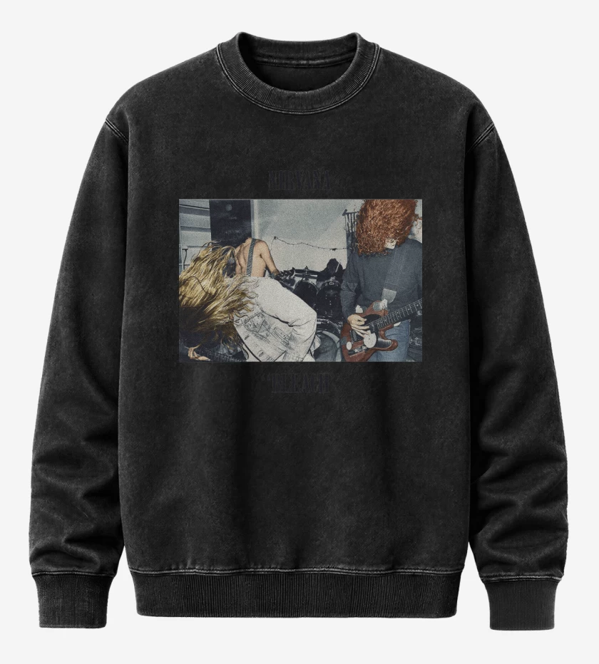 Poleron Polo Acid Wash Negro de Nirvana Bleach Color