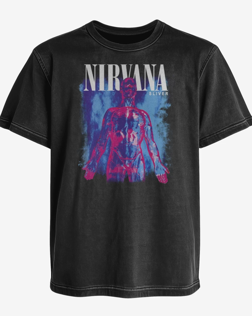 Polera desgastada Negro de Nirvana Sliver