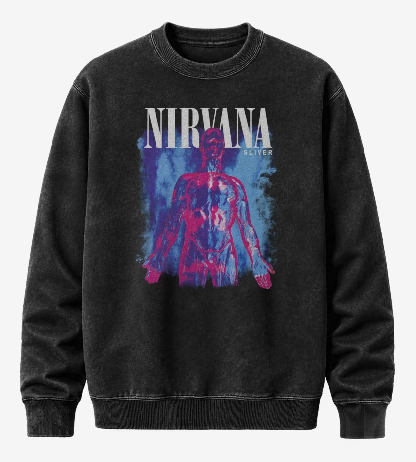 Poleron Polo Acid Wash Negro de Nirvana Sliver