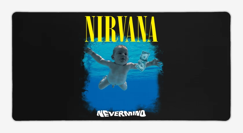 Mouse pad Gamer Negro de Nirvana Nevermind