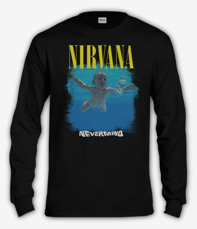 Polera manga larga Negro de Nirvana Nevermind