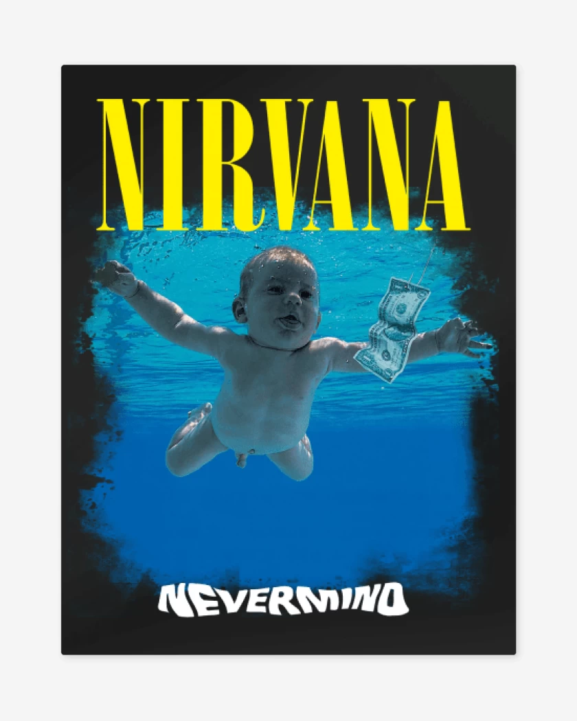 Print metalico Negro de Nirvana Nevermind